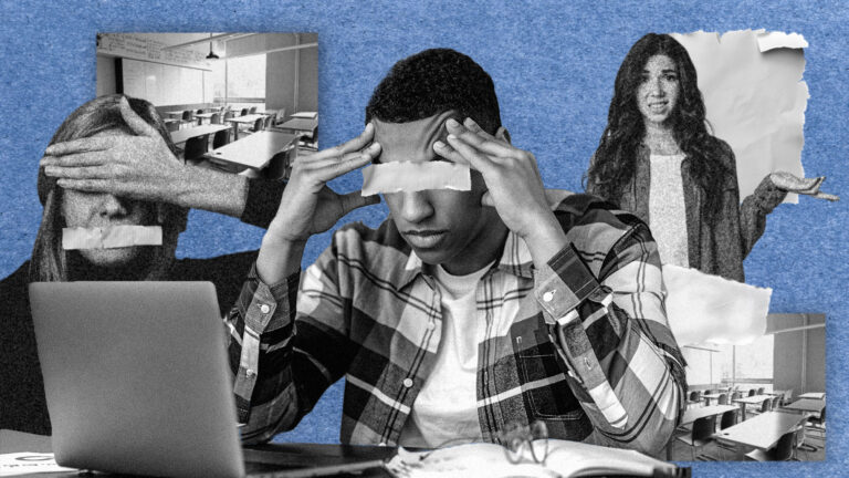 A stressed Black student works on school work.